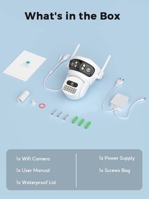 Камера 12МР 6К ICSee Xmeye Ip66 WIFI Rj45 онлайн вулична відеокамера