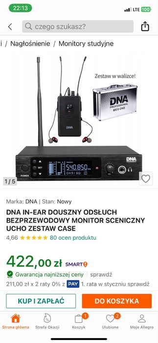 Monitor sceniczny douszny odsłuch z walizką