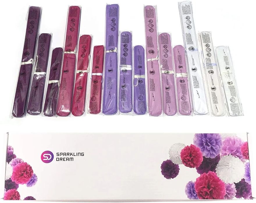 Pompony papier bibułowy 15szt. Ozdoby dekoracje sparking dream