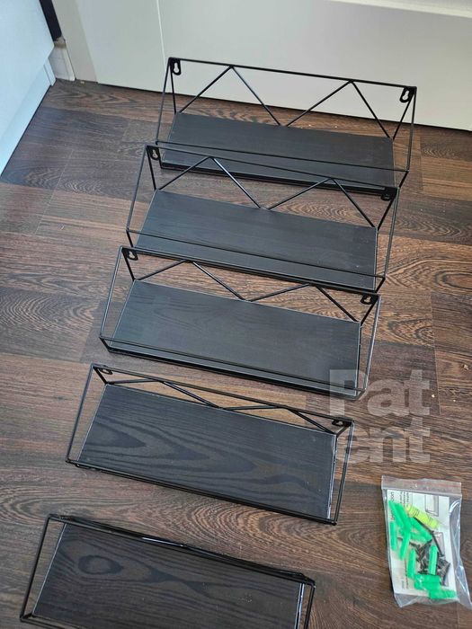 Loftowe kwietnik dekoracja ścienna półki 5 sztuk czarna