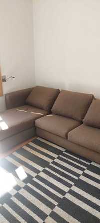 sofa com chaise - castanho