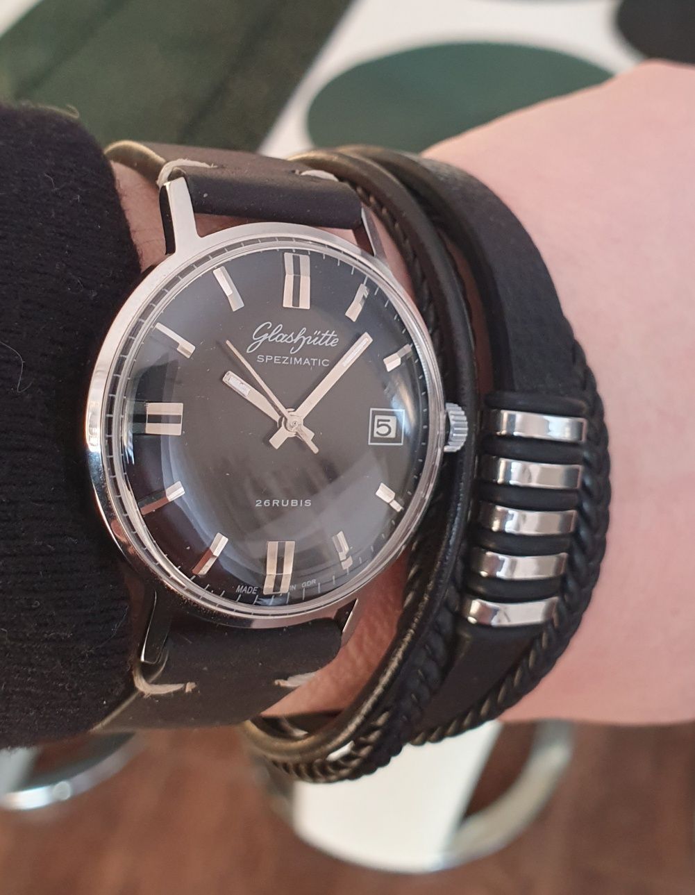 Gub Glashutte Spezimatic.  Silver, męski zegarek.  Lata 60-te.  Ideał.