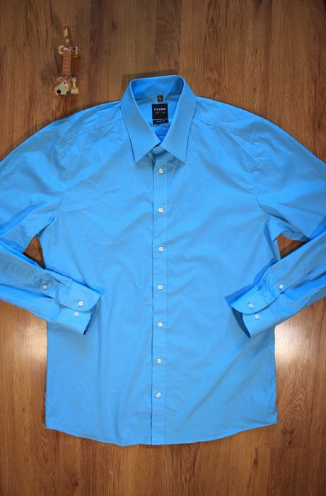 Koszula Olymp r. 42 męska nieb dł rękaw w kratkę bawełna