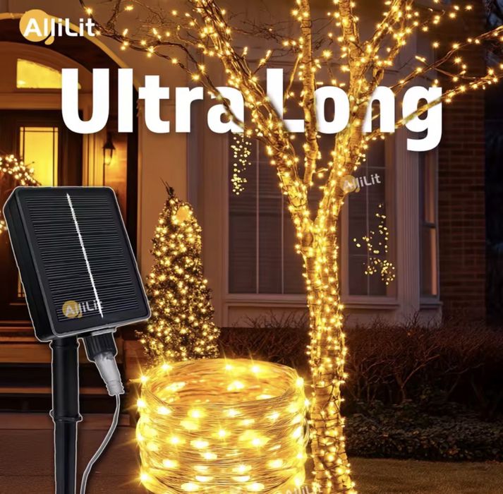 Zewnętrzna girlanda na baterię słoneczną, 1000 diod