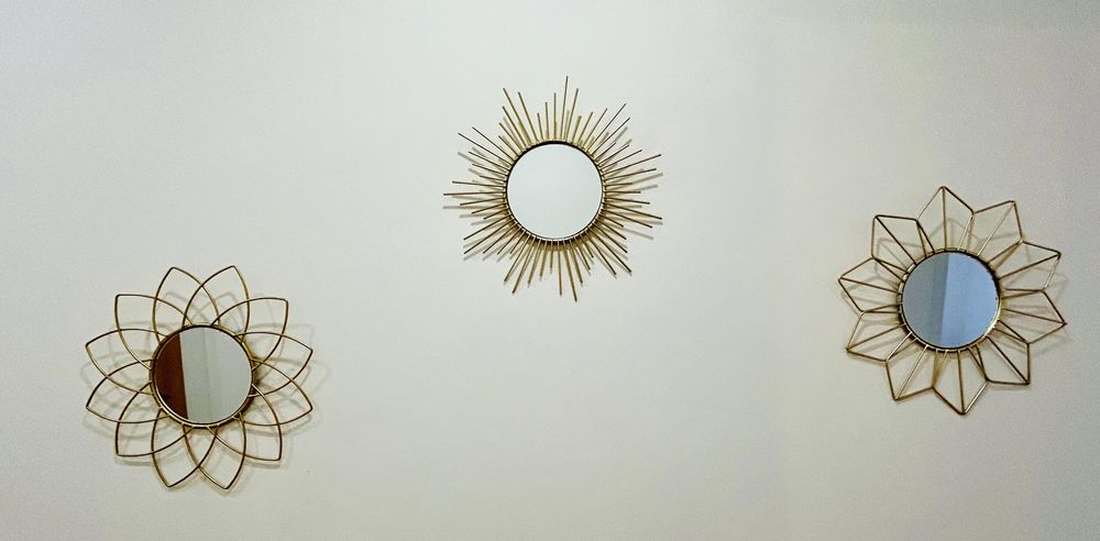3 Espelhos de Parede Dourados