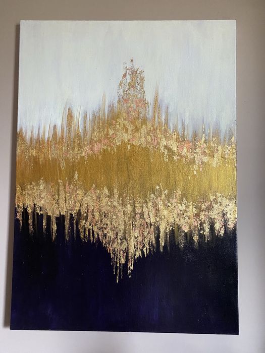 Złote Echo abstrakcyjny Obraz na płótnie akryl 50x70