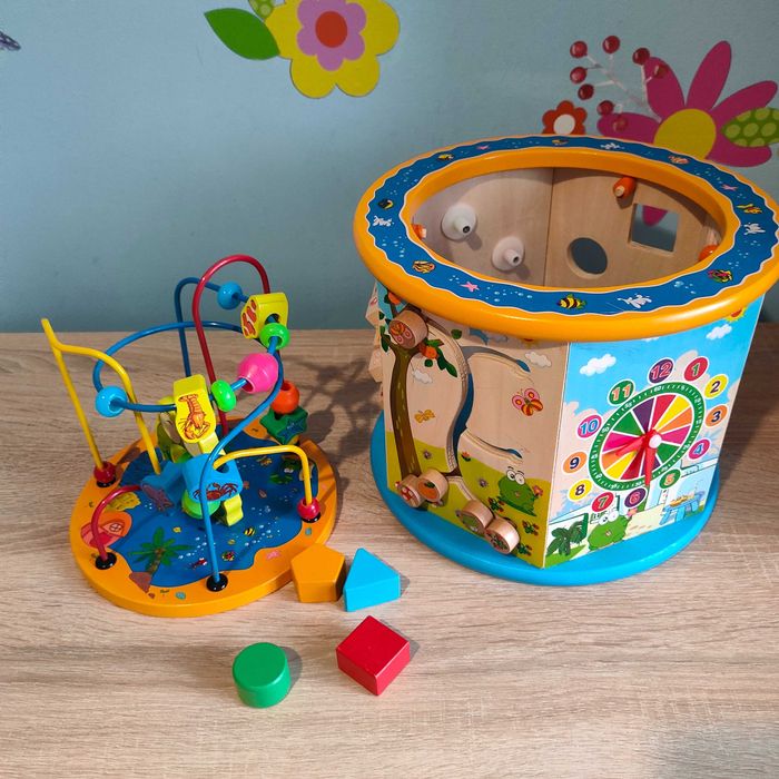 Drewniana Duża Kostka Edukacyjna 8w1 Sorter Wieża