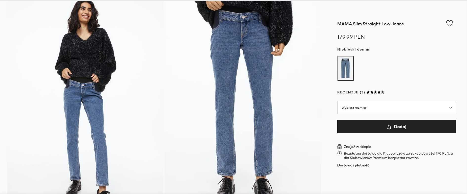 Nowe jeansy ciążowe H&M w rozmiarze M