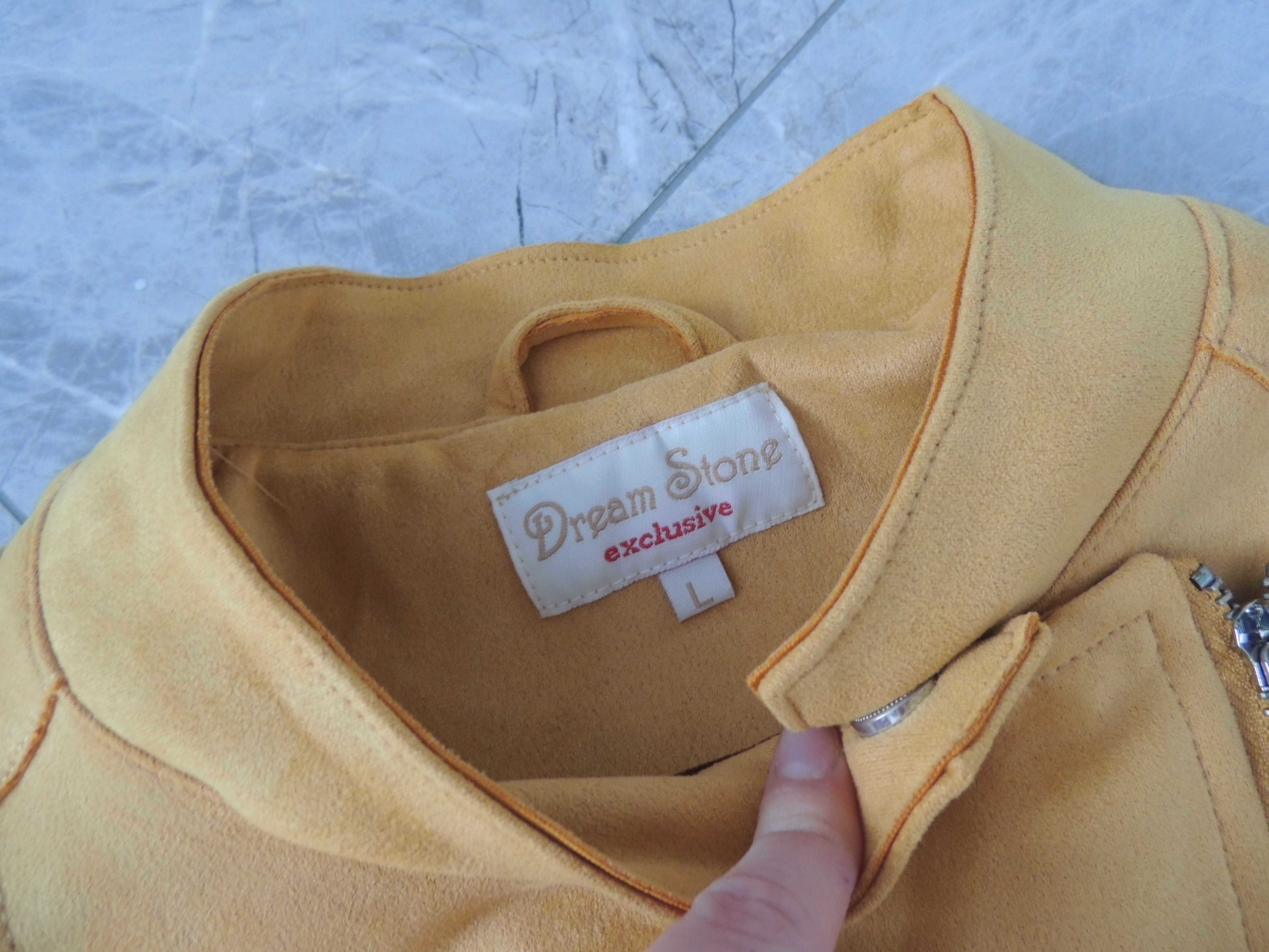 elegancka damska musztardowa ramoneska kurtka wiosenna cienka M/L
