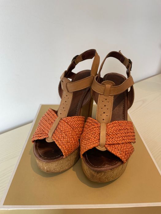Sandálias em pele da seaside bege/laranja - tamanho 37