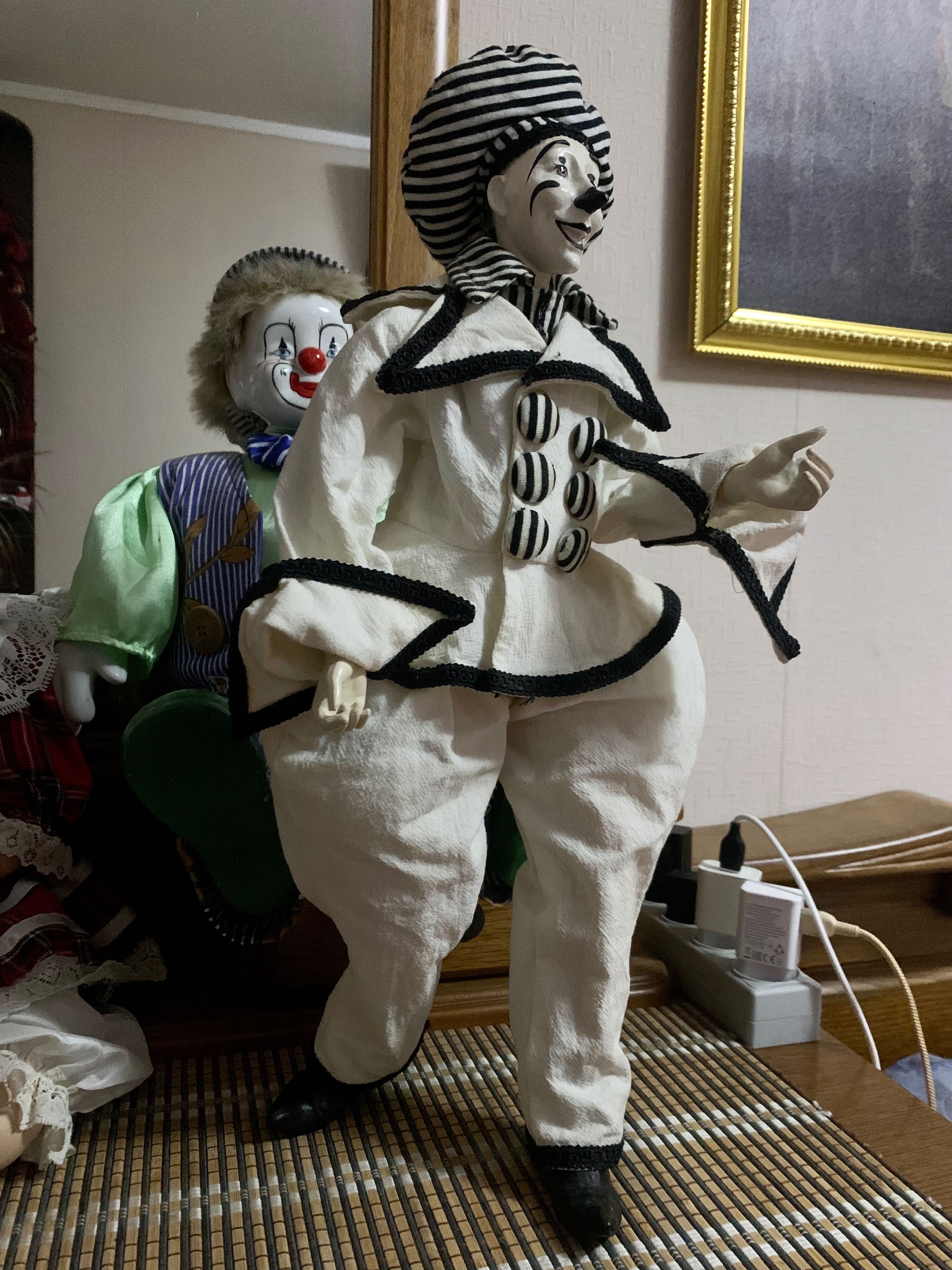 Интерьерная, коллекционная кукла Пьеро, арлекин, Франция, hand made
