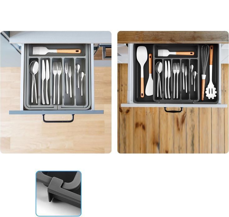 Regulowany Organizer do Szuflad z 6 Przegródkami Czarny
