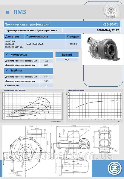 Чеська Турбіна ТКР К36-30-01 CZ для КРАЗ/УРАЛ/ЯМЗ-238 Чешка Оригінал Т