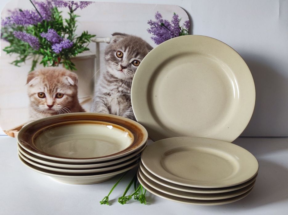 Talerze Tułowice głębokie deserowe porcelit kolekcje 9 sztuk