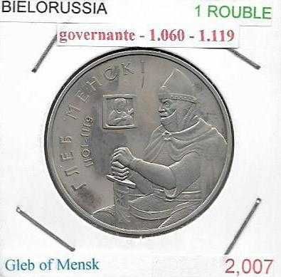 Bielorrússia - - - 1 Rouble - 2007 -- - Gleb de Mensk - -- Moeda Proof