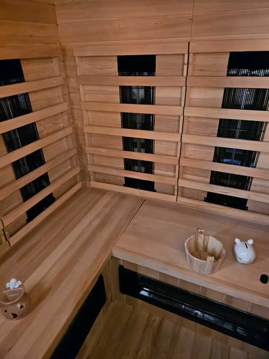 Sauna infrared radio podczerwie kolory NAROŻNA szklana szklane drzwi