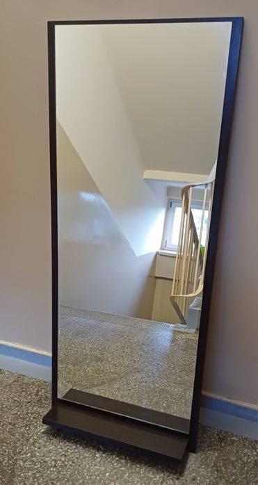 Duże lustro z półką na panelu drewnianym 130x55cm ścienne