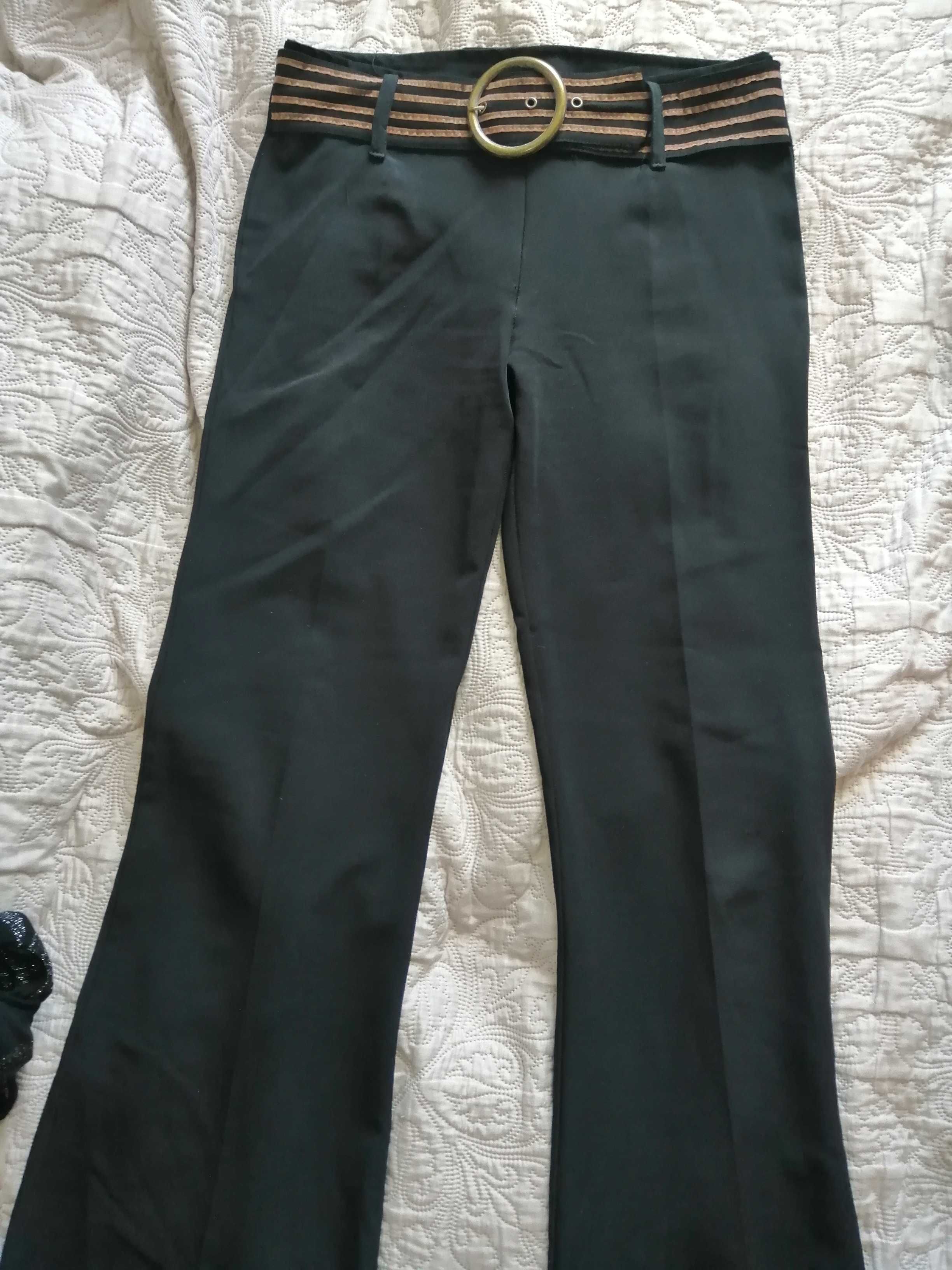 spodnie damskie czarne szerokie nogawki made in France 36/38