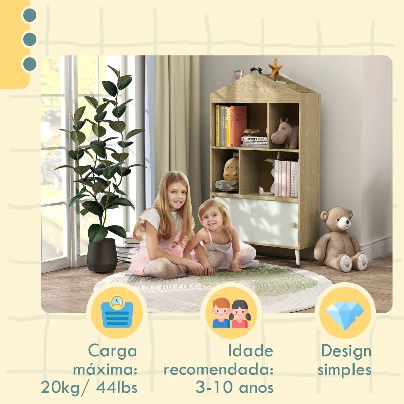 AIYAPLAY Estante Infantil com 4 Compartimentos Estante de Livros para