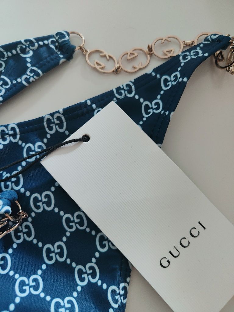 Gucci bikini kostium kąpielowy GG róż granat
