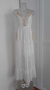 Koronkowa suknia letnia, biała w stylu boho firmy AZARA PARIS