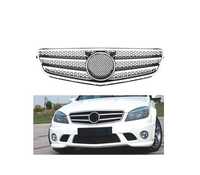 GRELHA FRONTAL LOOK AMG PARA MERCEDES C W204 07-11 PRETO CROMO SILVER