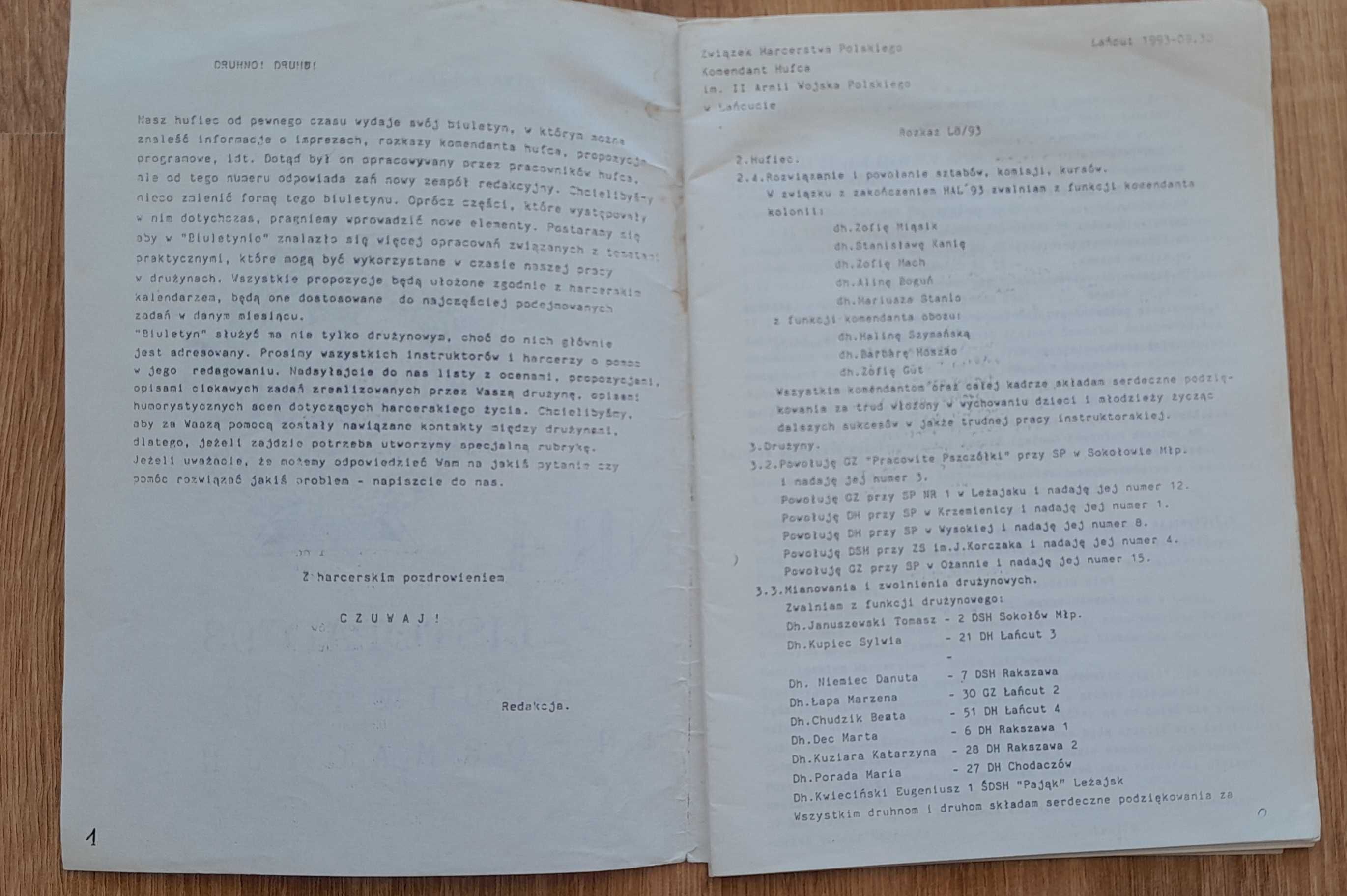 Biuletyn Informacyjny KH ZHP Łańcut z 1993 r.