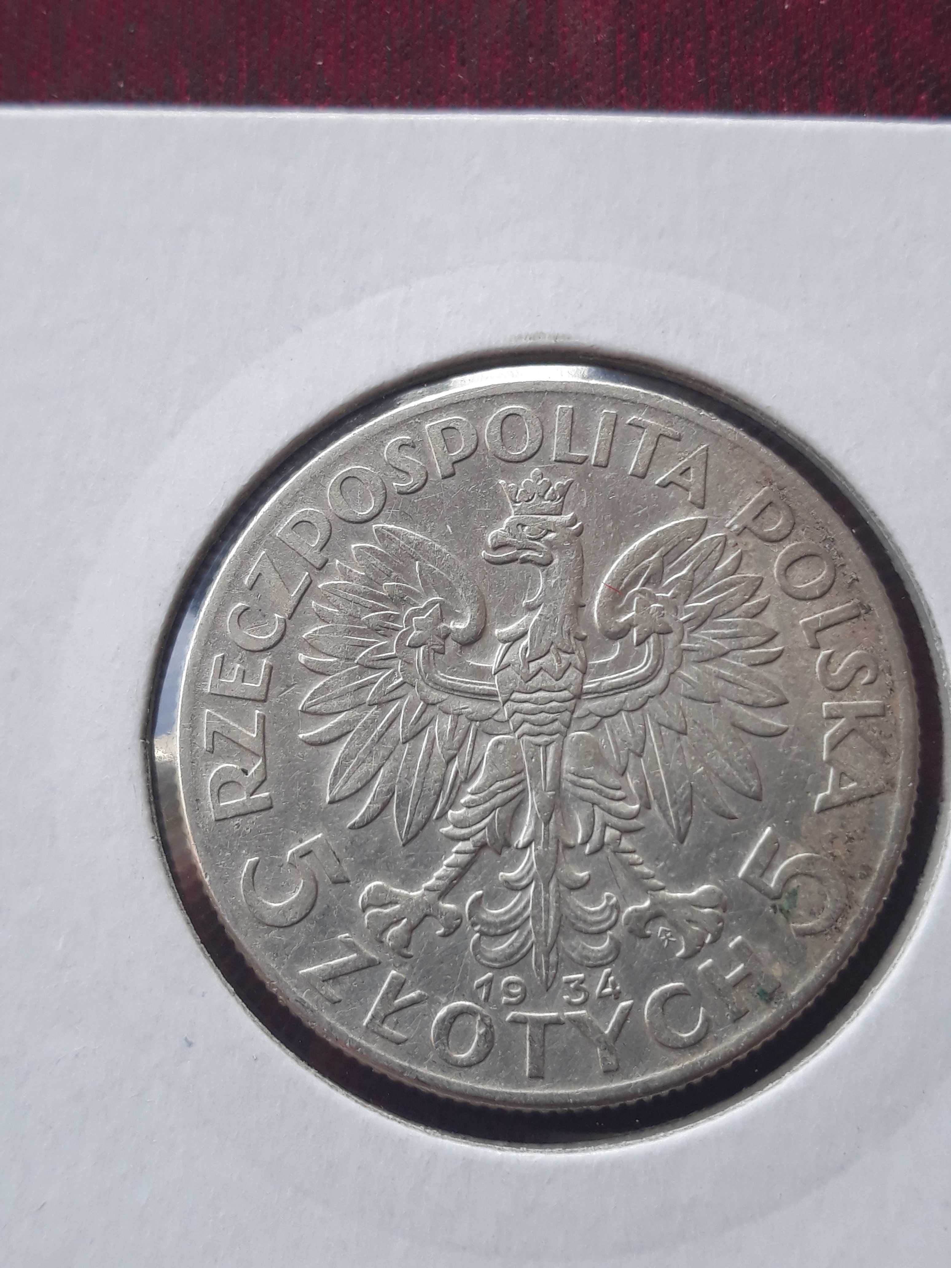 5 zł Głowa kobiety 1934 r. - nr. 7 najniższy nakład- B. ładne