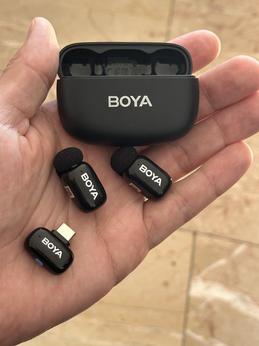 BOYA Mini microfone sem fios (2TX+1RX) conector USB-C