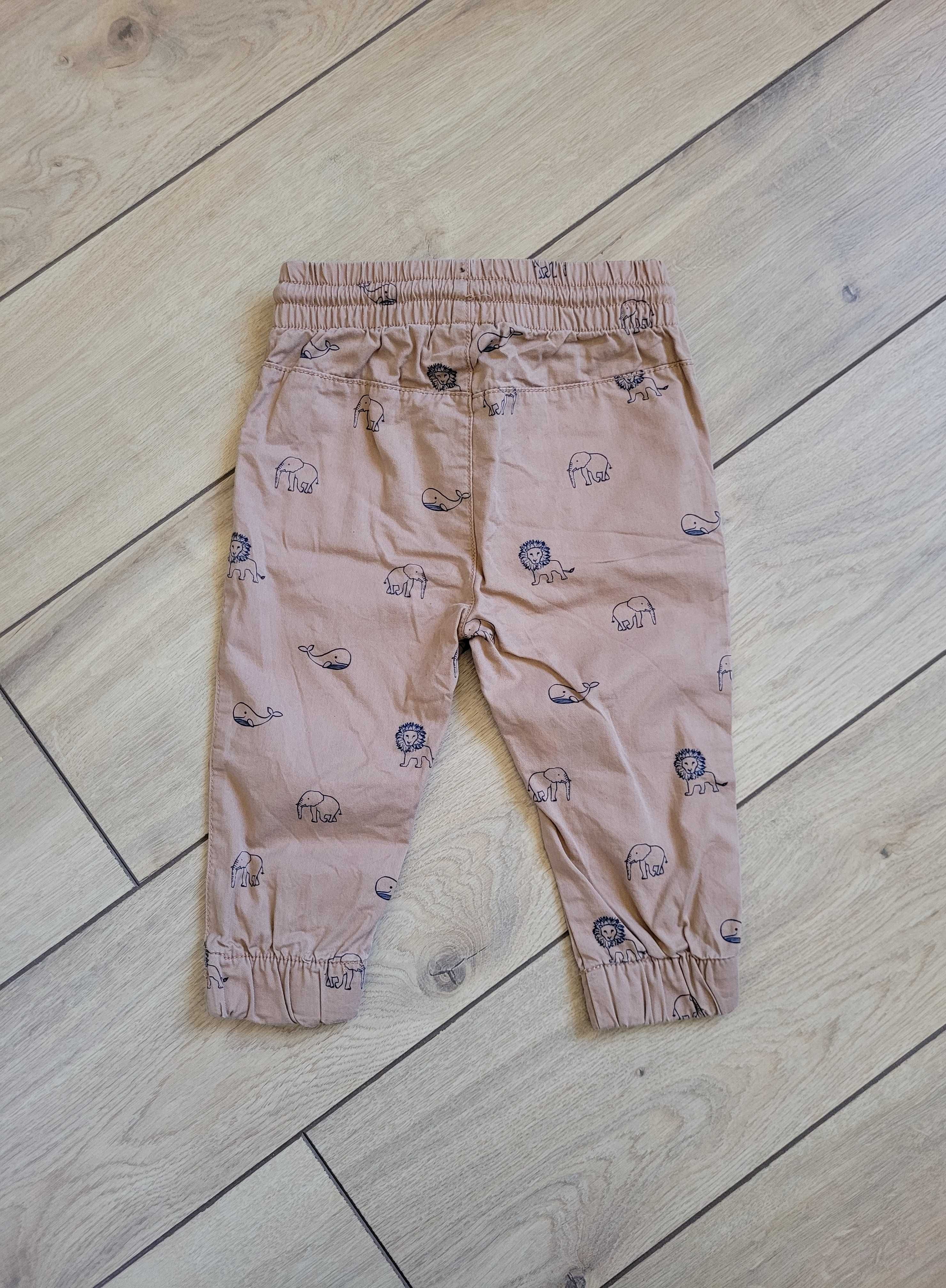 Spodnie bawełniane niemowlęce 80 9-12 unisex beżowe wiosna/lato