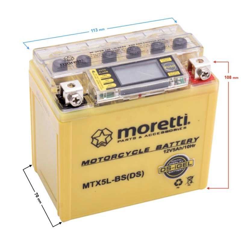 Akumulator motocyklowy MTX5L-BS ETX5L-BS YTX5L-BS AGM ŻEL lcd 5Ah 70A