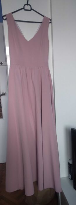 Sukienka maxi 38 M Katniss wieczorowa wesele damska pudrowy róż długa