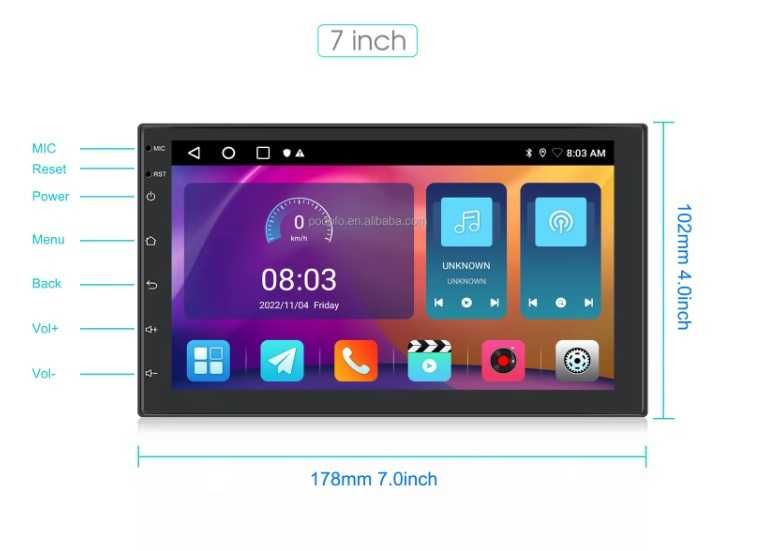 2DIN Магнітола Android 2\32gb WiFI GPS CarPlay Магнитола на Андроид