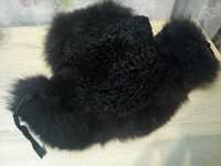 Зимняя шапка-ушанка каракуль/черный песец 56 размер