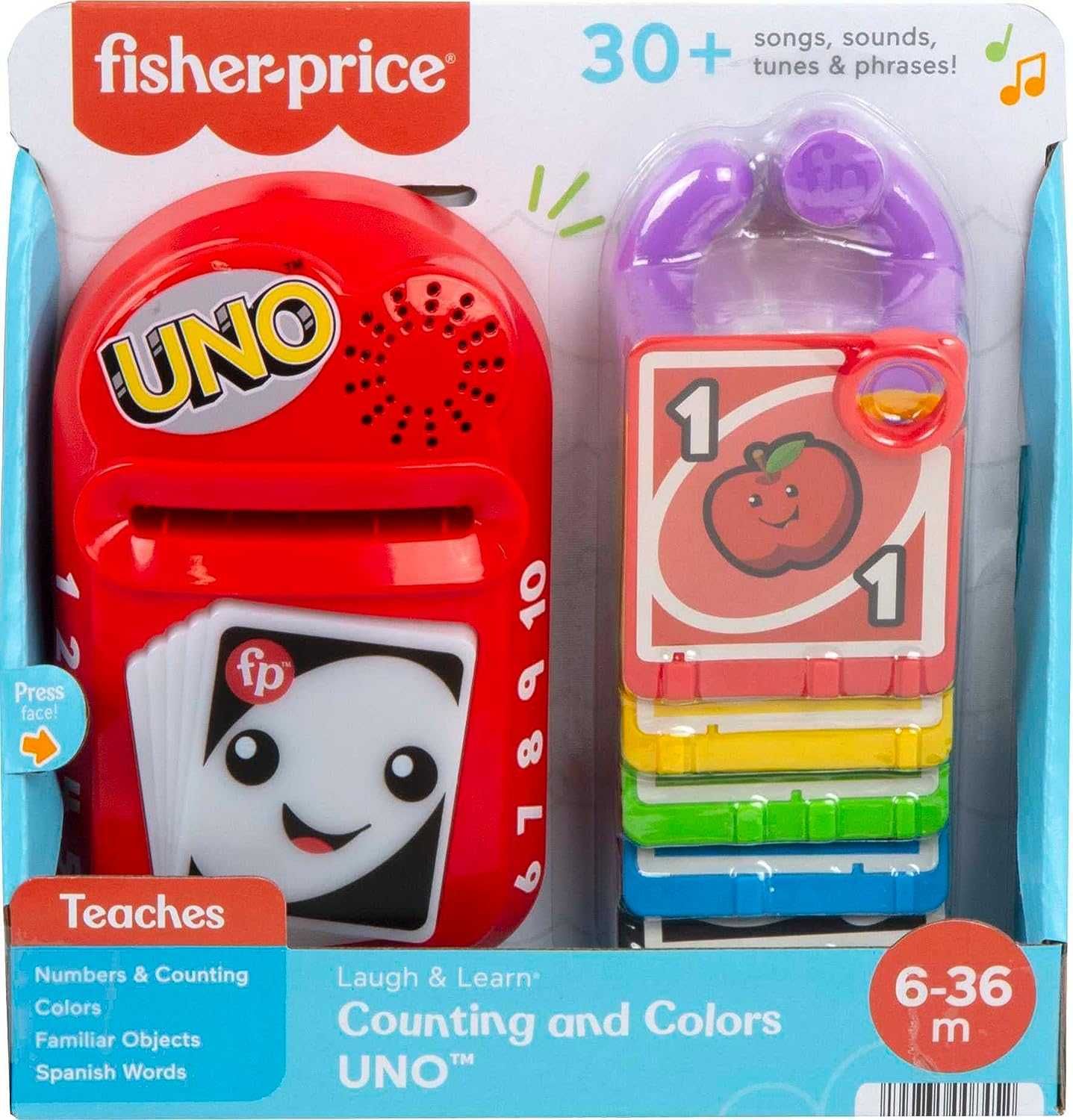 Інтерактивна іграшка Uno малюкам.Fisher Price Laugh музика та світло