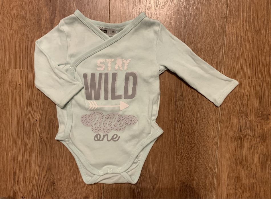 Miętowe body niemowlęce kopertowe Ergee r. 68 body chłopięce