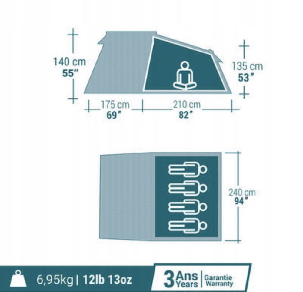 Кемпінговий намет Quechua MH100 XXL на 4 місця