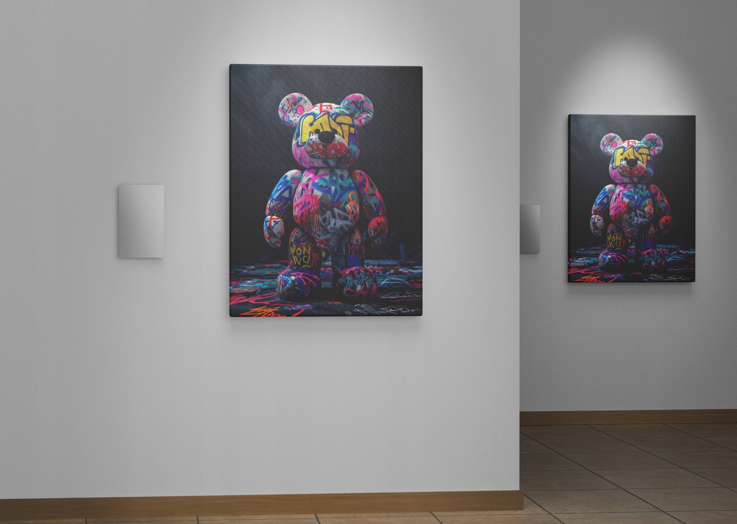 Obraz na płótnie "Grafitti Miś" 60x80 cm - nowoczesna sztuka do wnętrz