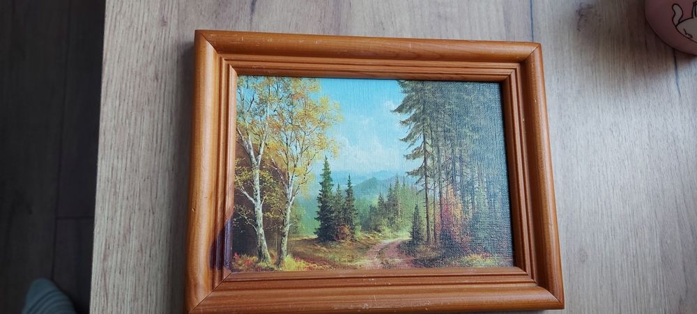 Obrazek  maly z kwiatem i  2 małe  jesienne