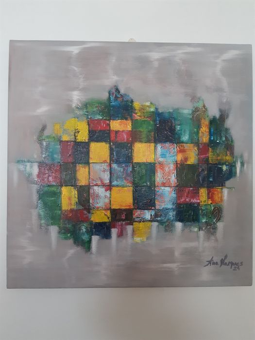 Quadro abstrato original e único de autor em óleo sobre tela 50cm/50cm