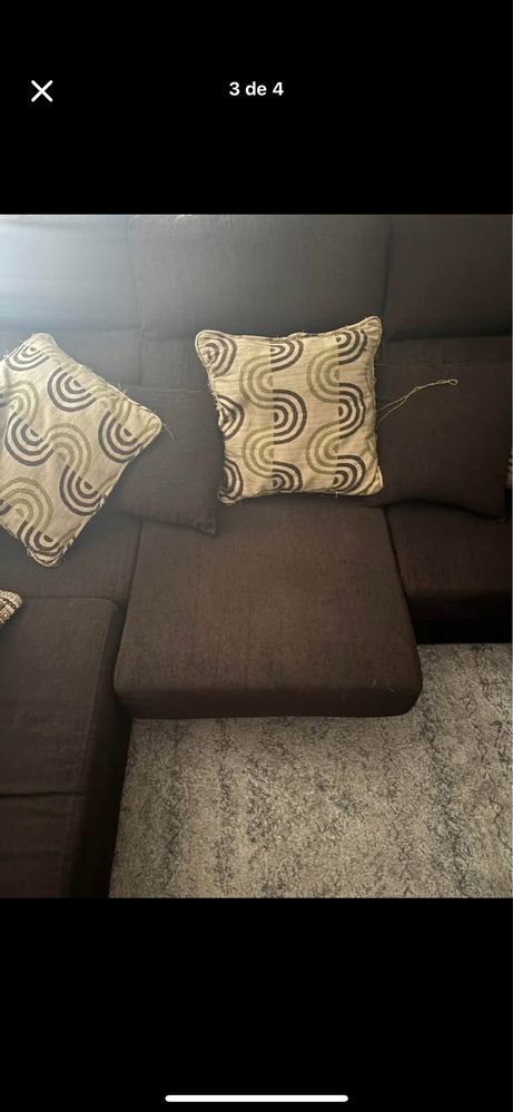 Sofa L castanho escuro