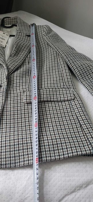 marynarka w pepitkę Zara M 38 vintage nowa poduszki na ramionach
