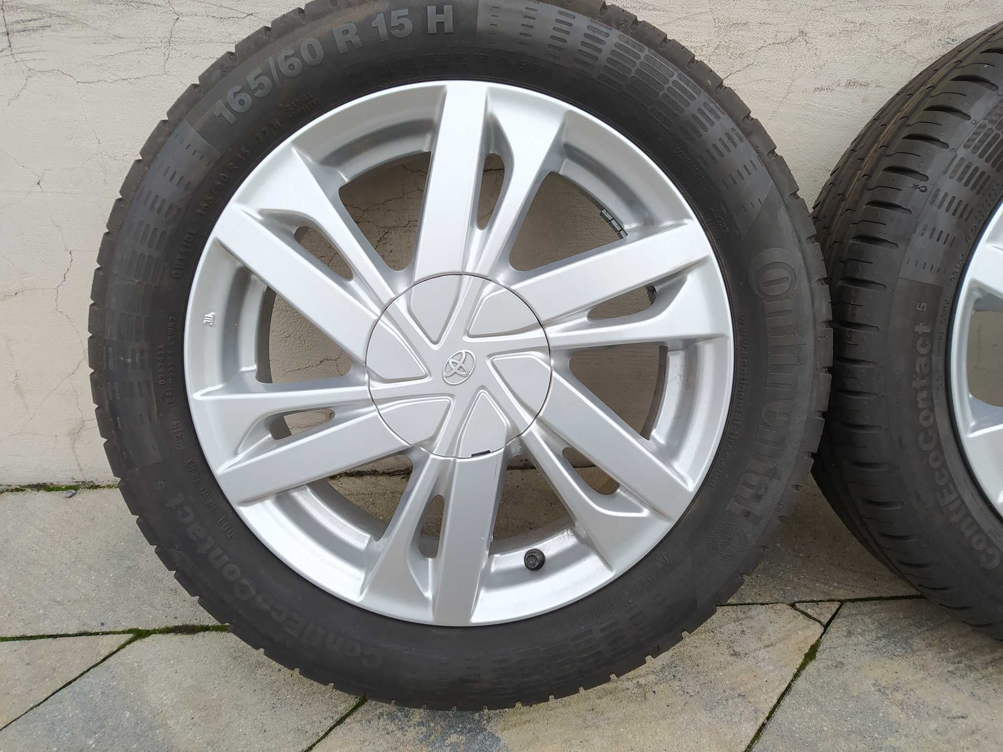 Koła aluminiowe 15 Toyota Aygo, 4x100, Continental 165/60R15 Nowe Demo