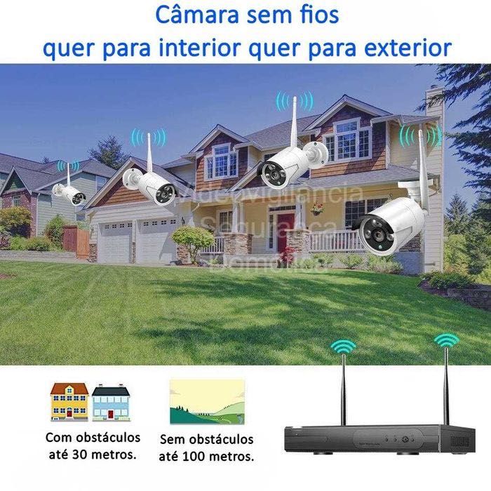 Conjunto 4 câmaras * WiFi * HD * 3MP * CCTV * Com Visão Noturna