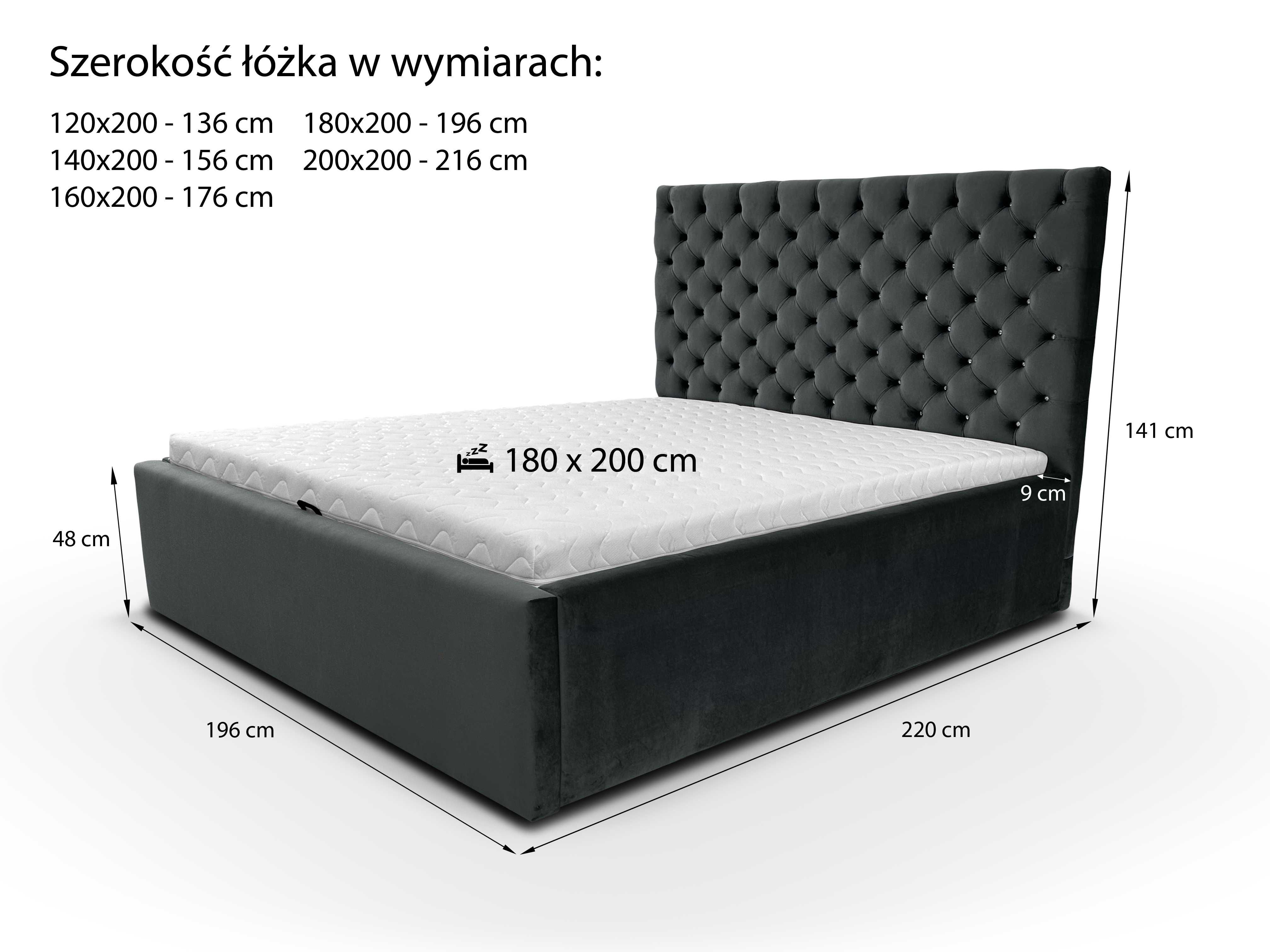 Ruby Lux / łóżko sypialniane/tapicerowane GLAMUR / PIKOWANE !