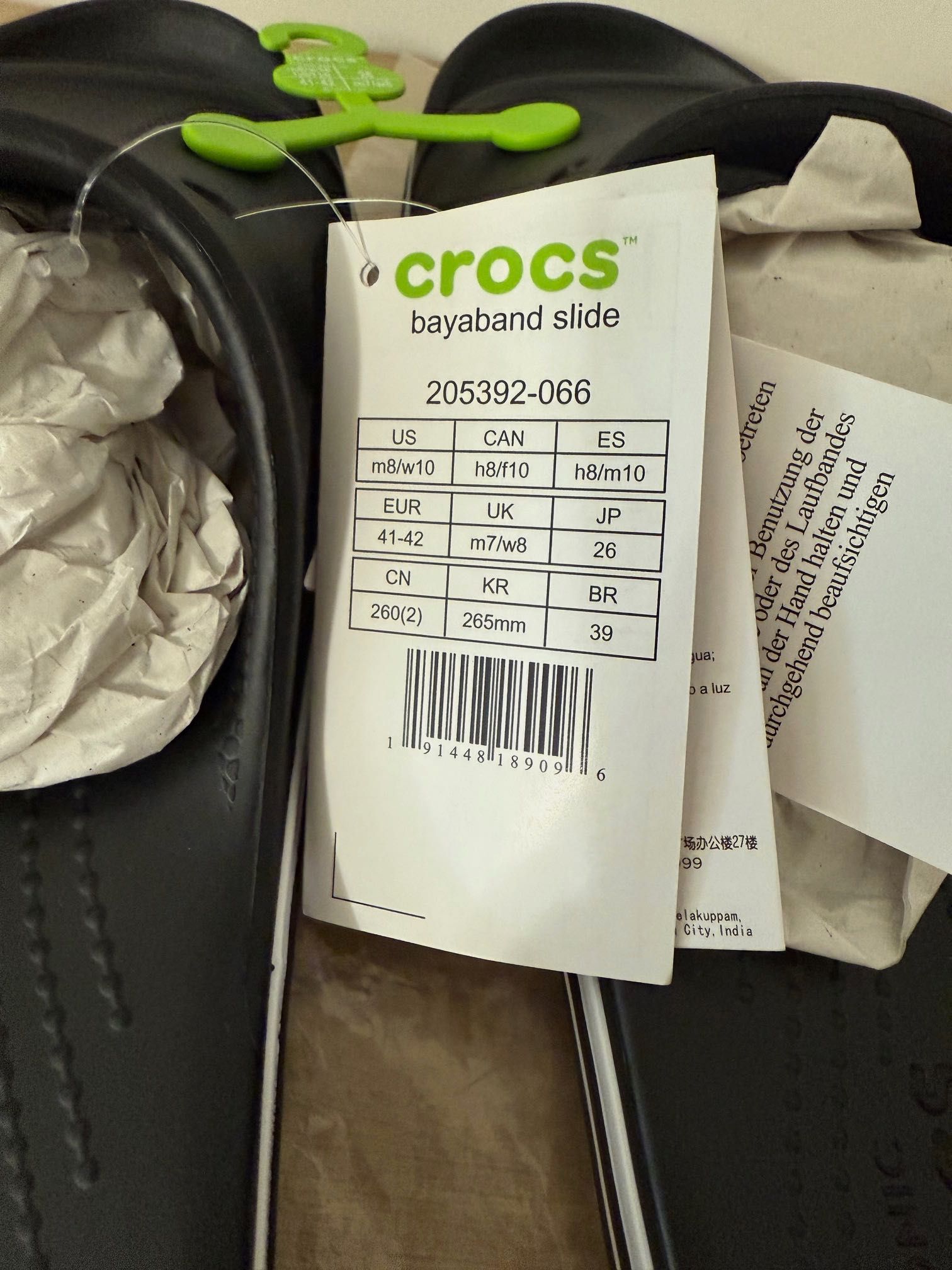 Стильні шльопанці Crocs Bayaband Slide 41-42 Black/White 205392 m8/w10