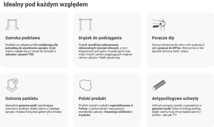 Poręcze wolnostojące drążek do ćwiczeń podciąganie dipy K-SPORT MFX004