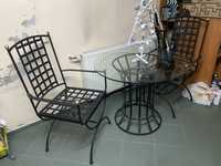 Zestaw ogrodowy, stołowy, metalowy stół, 2 krzesła