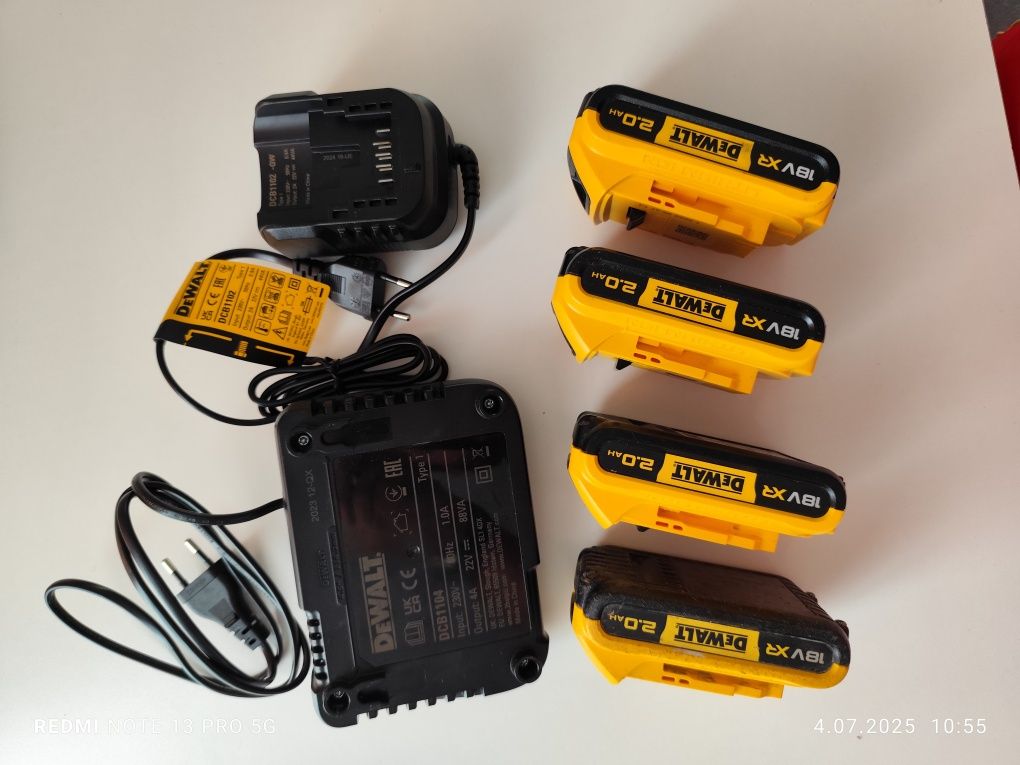 Zestaw dewalt dcb1104, dcb1102, 4x dcb183 2ah