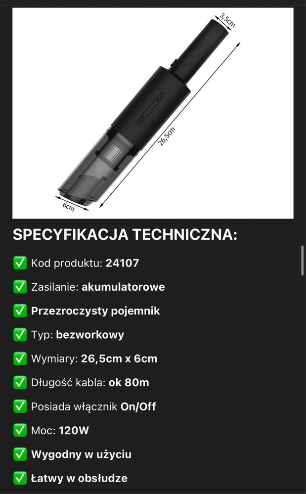 Odkurzacz bezprzewodowy Verk